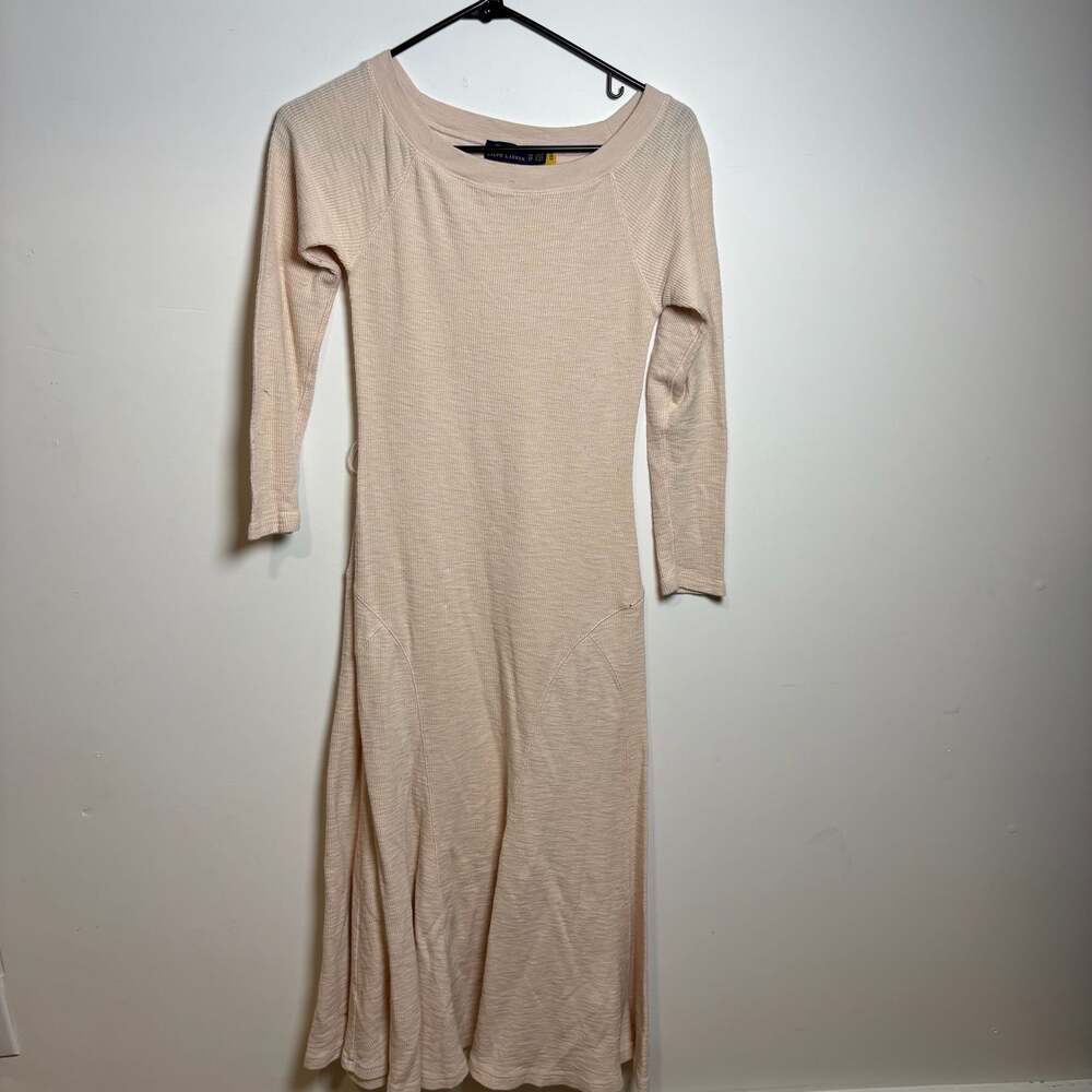 Polo Ralph Lauren Women's Thermal Waffle Knit Long Sleeve Maxi Dress Pink  XS